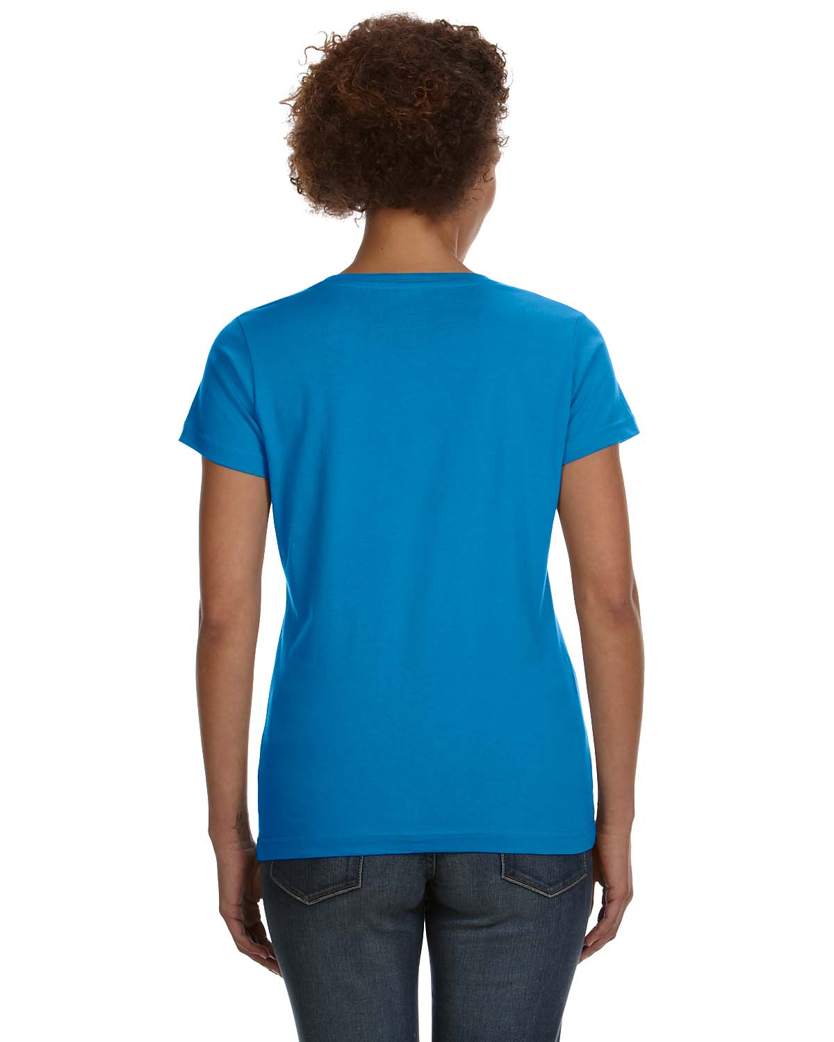 Women's V-Neck Fine Jersey T-Shirt - Cobalt