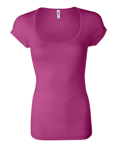 Women's Sheer Mini Rib Scoopneck Tee - Berry