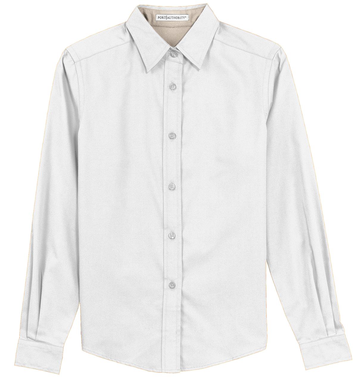 Women's Long Sleeve Easy Care Shirt - White / Light Stone