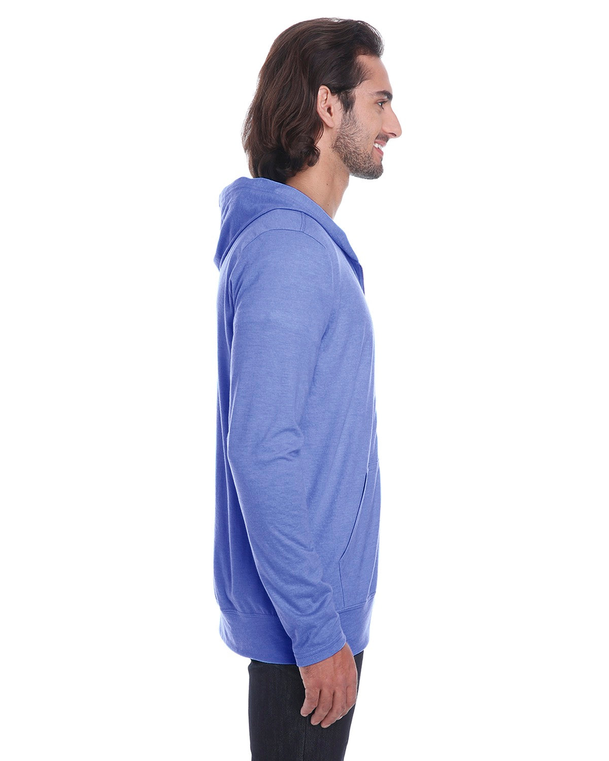 Unisex Triblend Full-Zip Jacket - Heather Blue