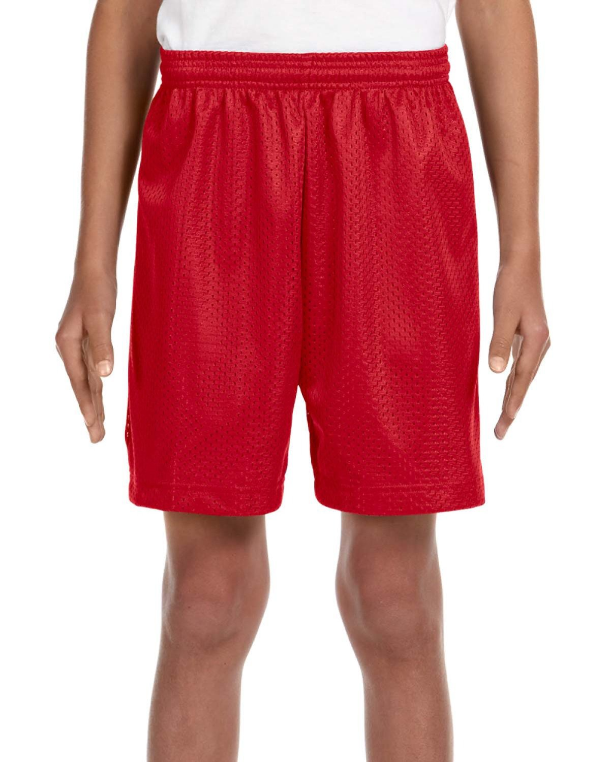 Youth Six Inch Inseam Mesh Short - Scarlet