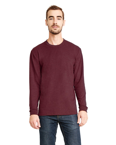 Unisex Sueded Long-Sleeve Crew - Heather Maroon