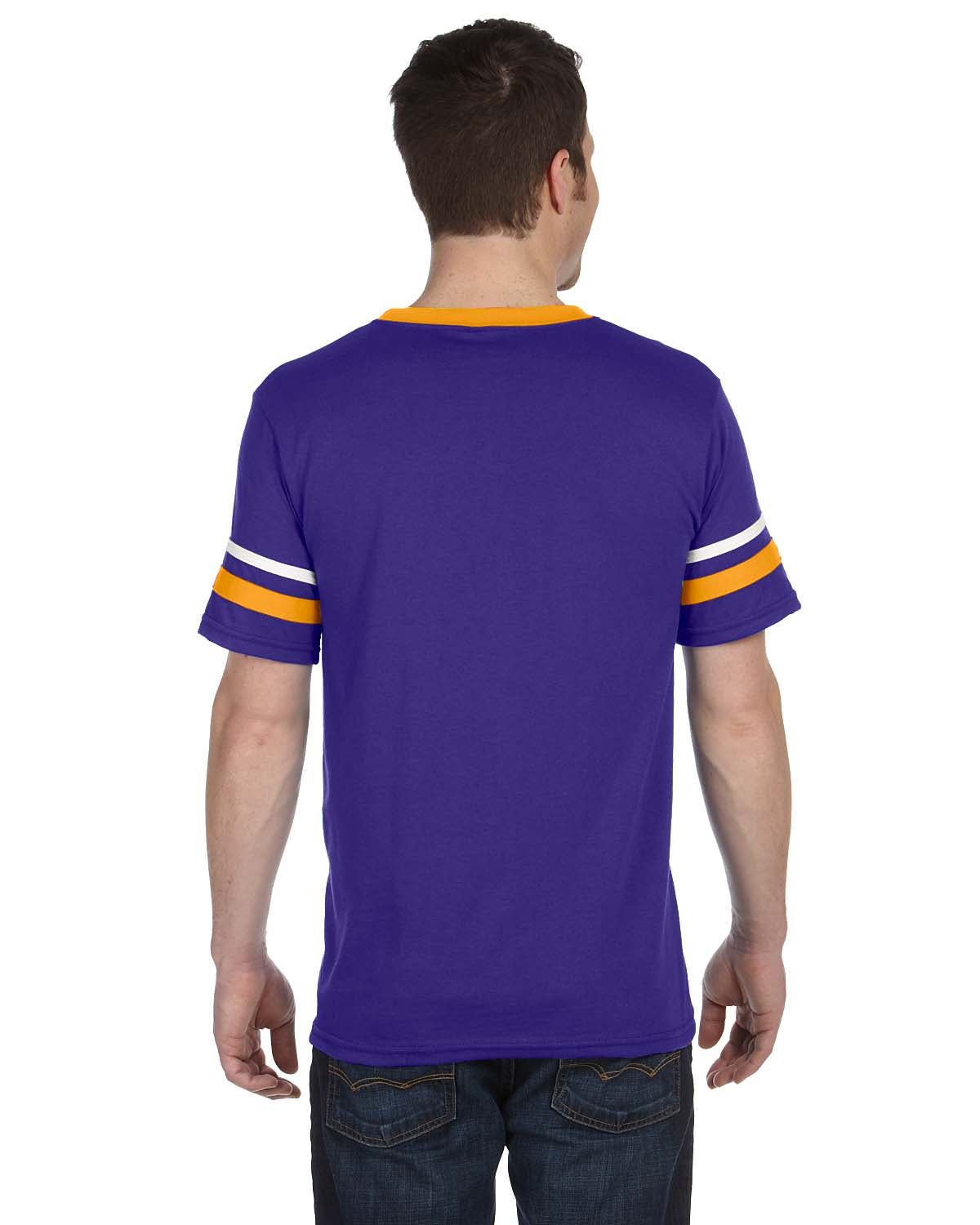 Unisex Sleeve Stripe Jersey - Purple / Gold / White