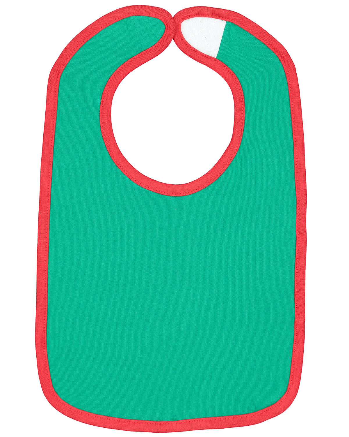 Infant Jersey Contrast Trim Velcro™ Bib - Kelly / Red