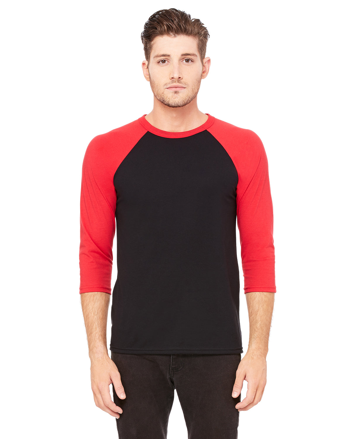 Unisex 3/4-Sleeve Baseball T-Shirt - Black / Red