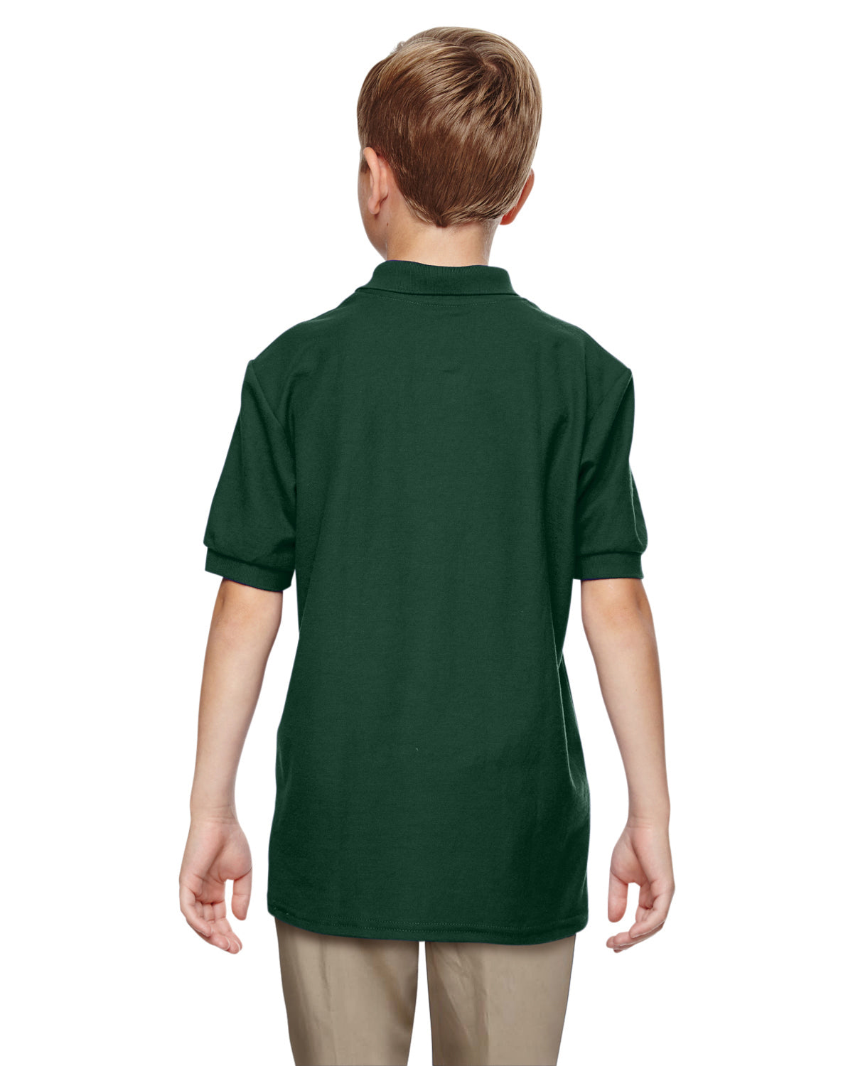 Youth Double Piqué Polo - Forest Green