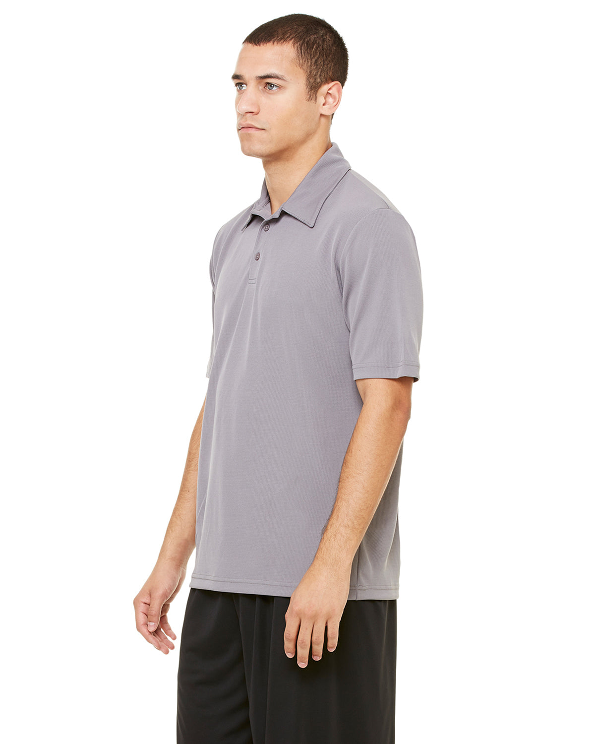 Unisex Performance Three-Button Mesh Polo - Sport Graphite