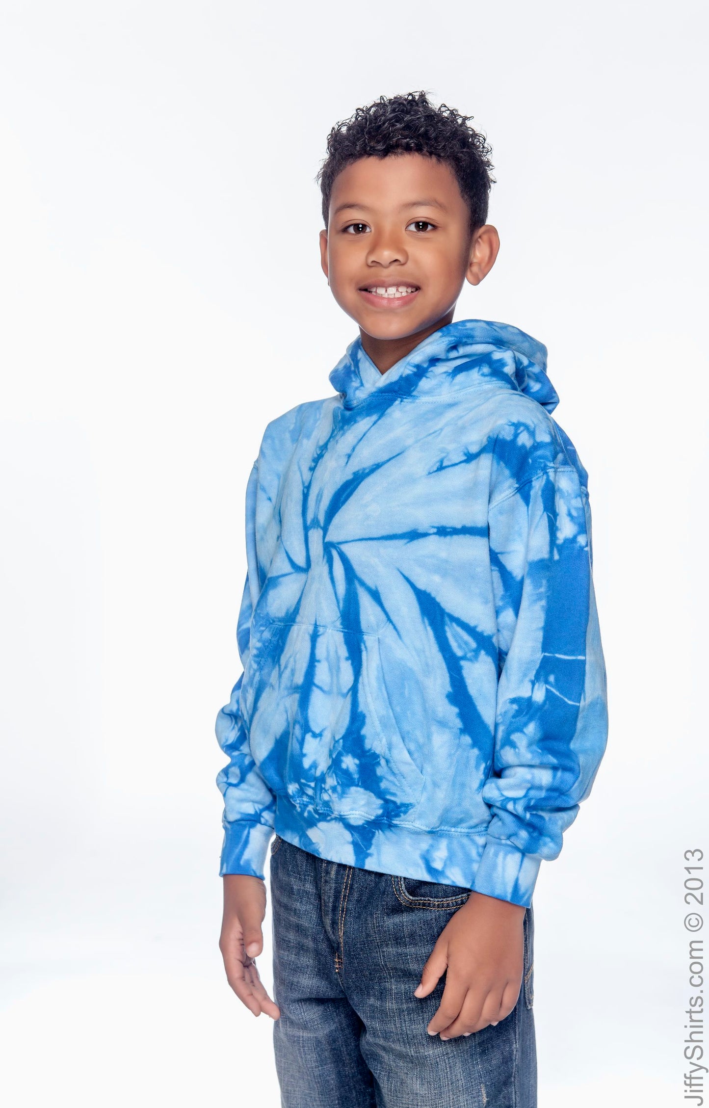 Youth Tie-Dyed Pullover Hoodie - Spider Baby Blue