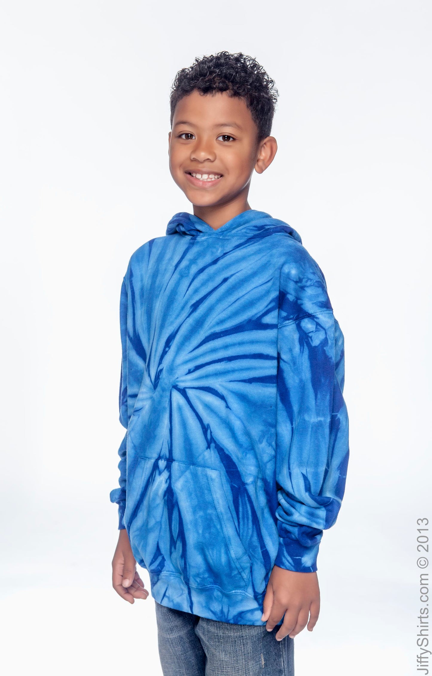Youth Tie-Dyed Pullover Hoodie - Spider Royal