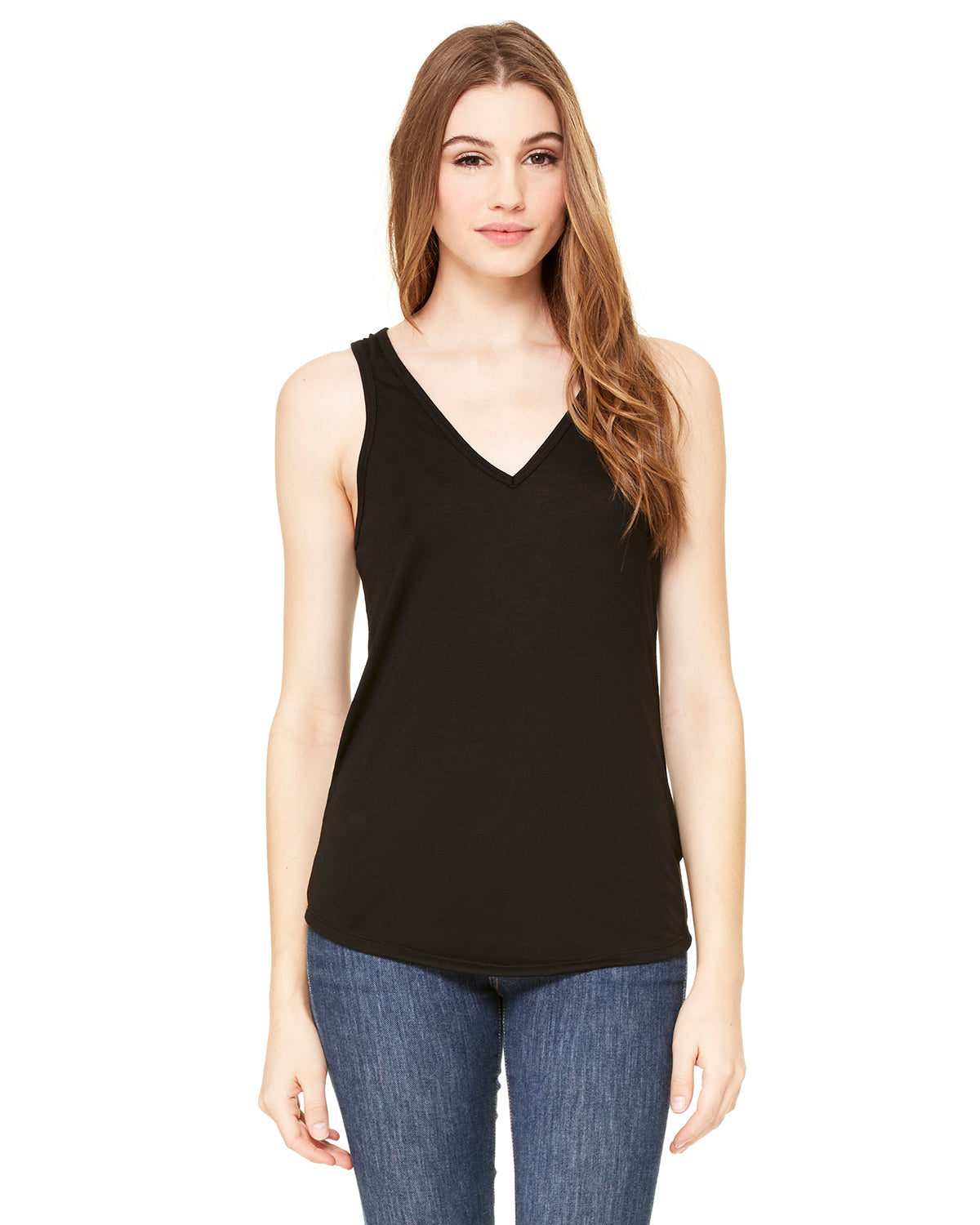 Women's Flowy V-Neck Tank - Black