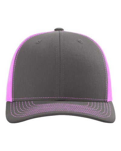 Richardson 112 Charcoal/ Neon Pink — front