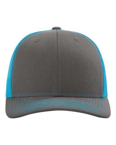 Richardson 112 Charcoal/ Neon Blue — front