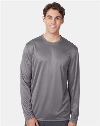 Hanes 482L Graphite — on model front