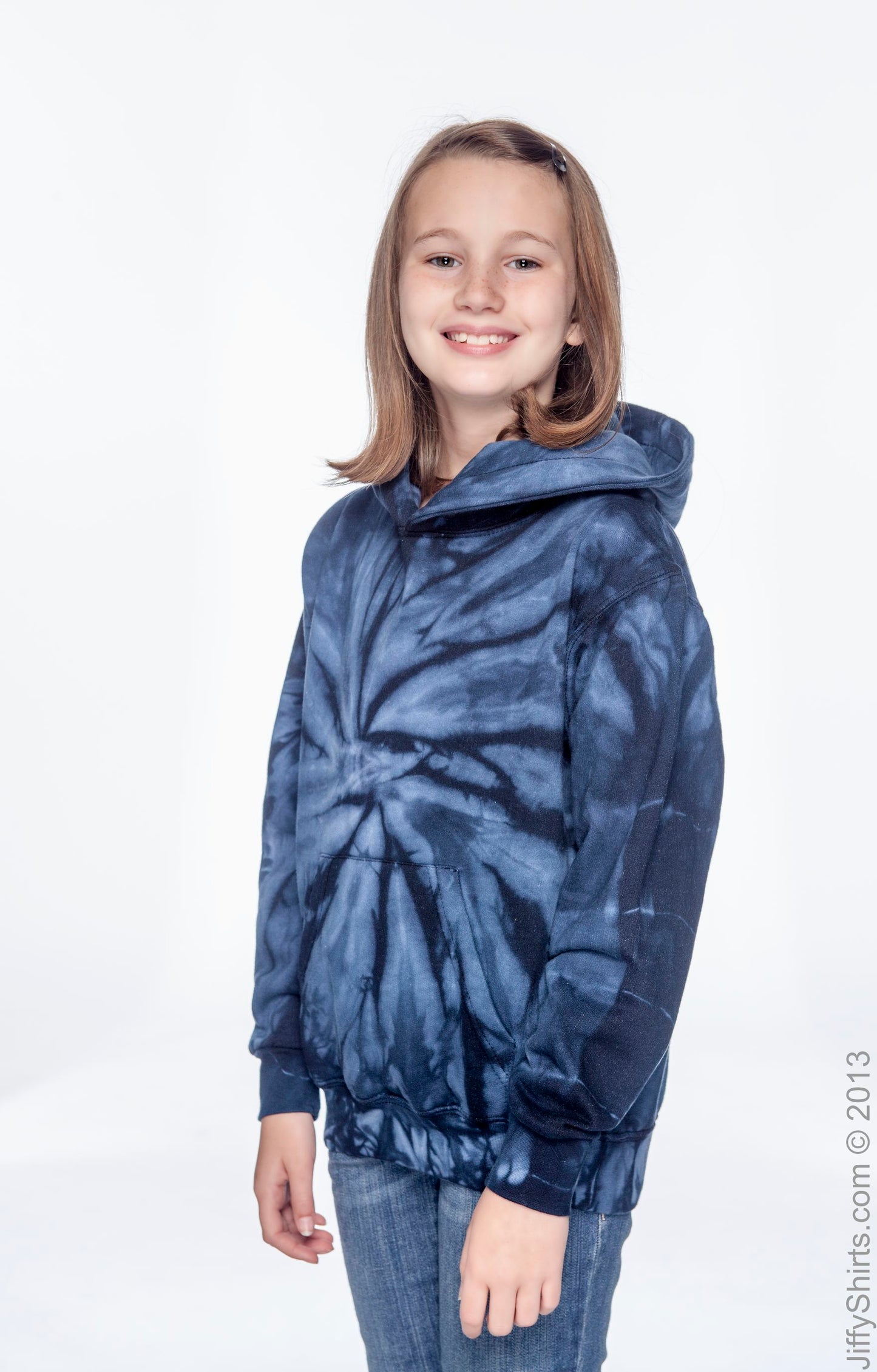 Youth Tie-Dyed Pullover Hoodie - Spider Navy