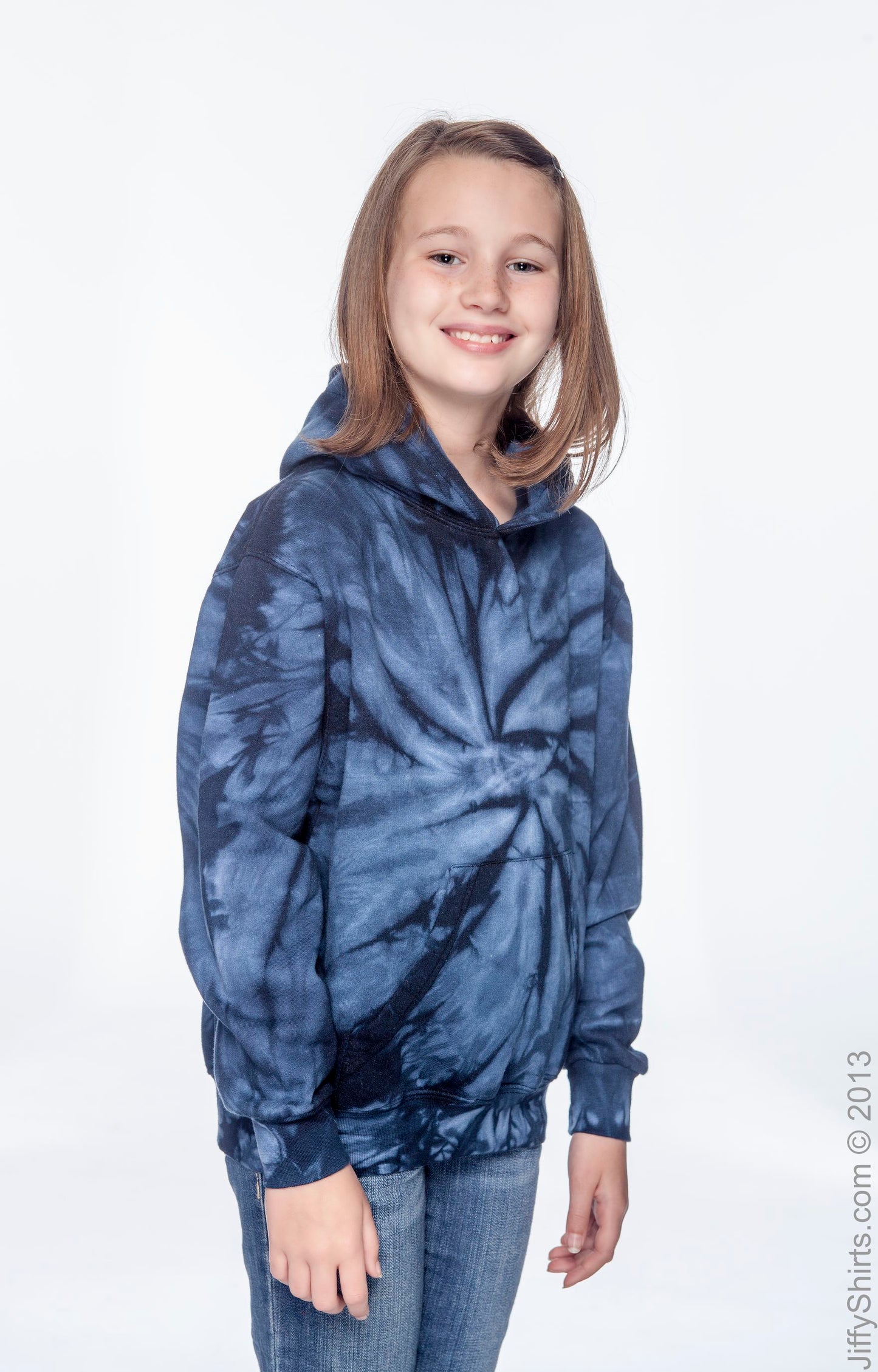 Youth Tie-Dyed Pullover Hoodie - Spider Navy