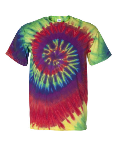 Unisex Multi-Color Spiral Short Sleeve T-Shirt - Classic Rainbow Spiral