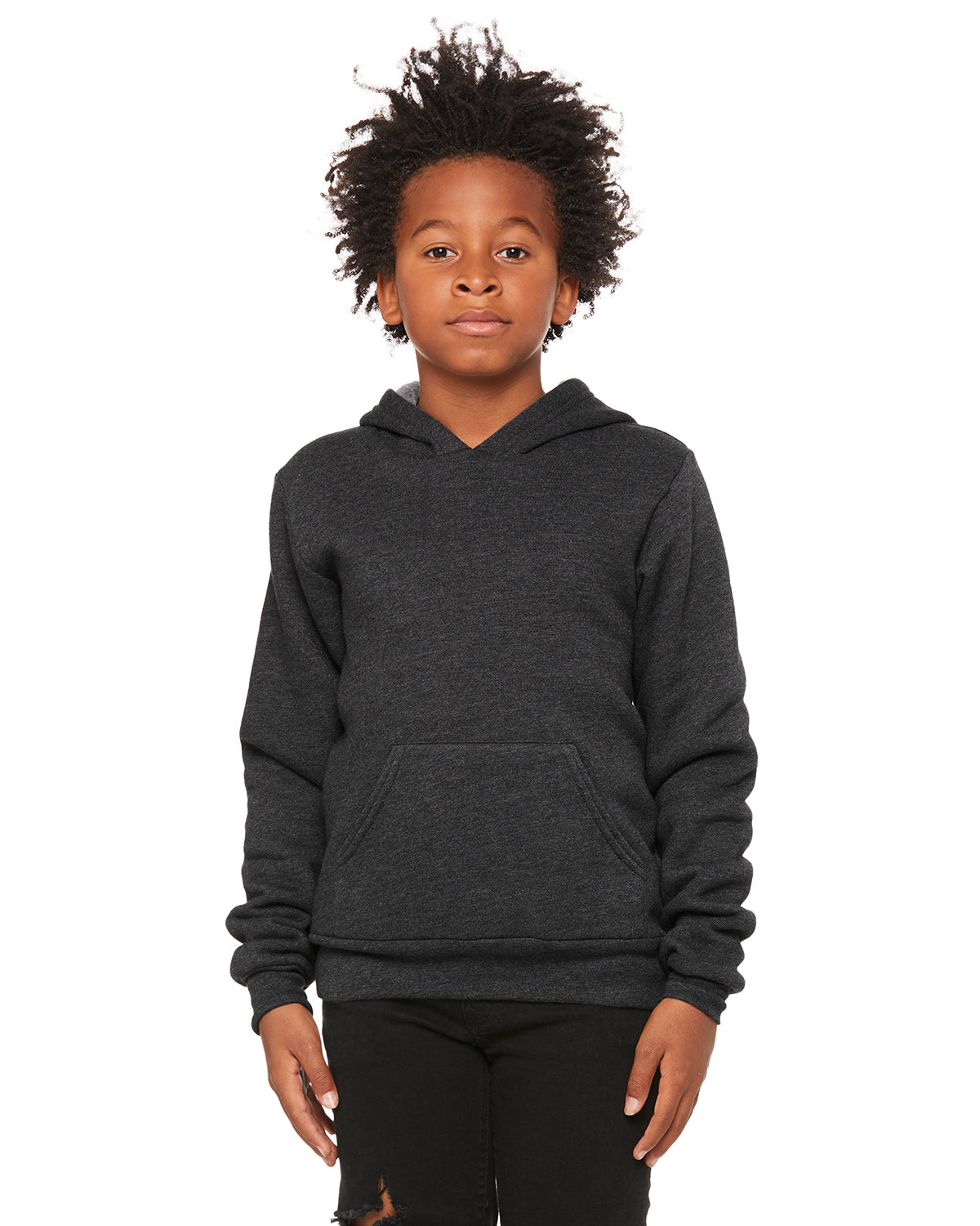 Youth Sponge Fleece Pullover Hoodie - Heather Dark Gray