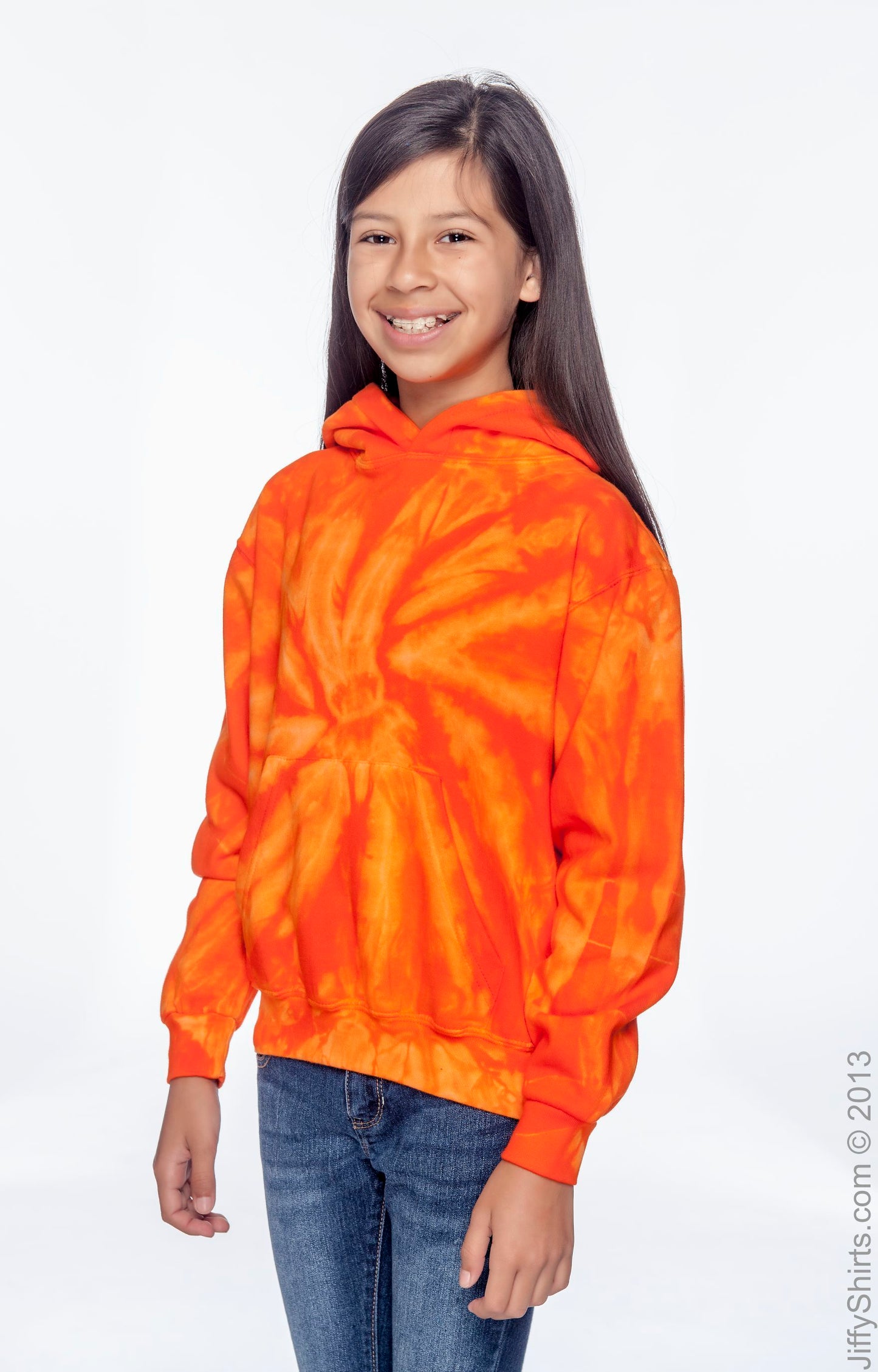 Youth Tie-Dyed Pullover Hoodie - Spider Orange