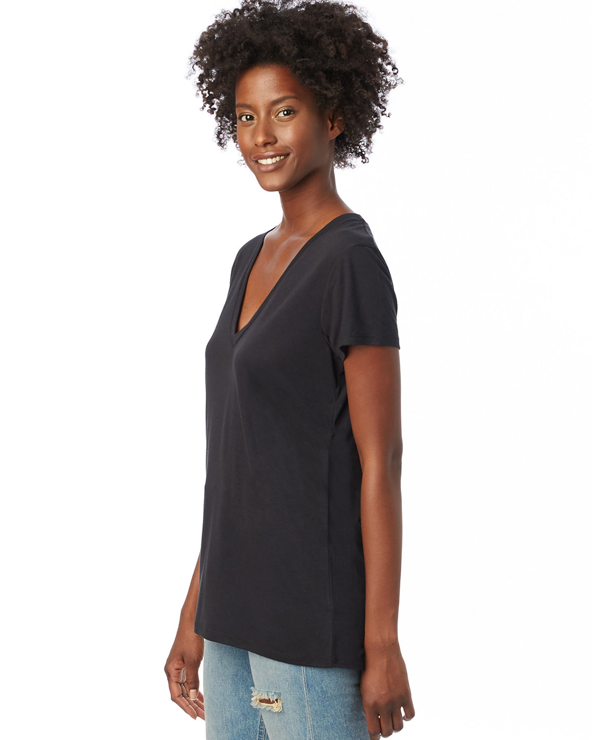 Women's Slinky-Jersey V-Neck T-Shirt - Black