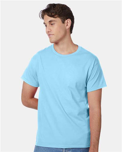 Hanes 5250 Aquatic Blue — on model front