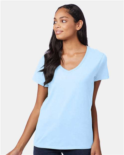 Hanes S04V Light Blue — on model front