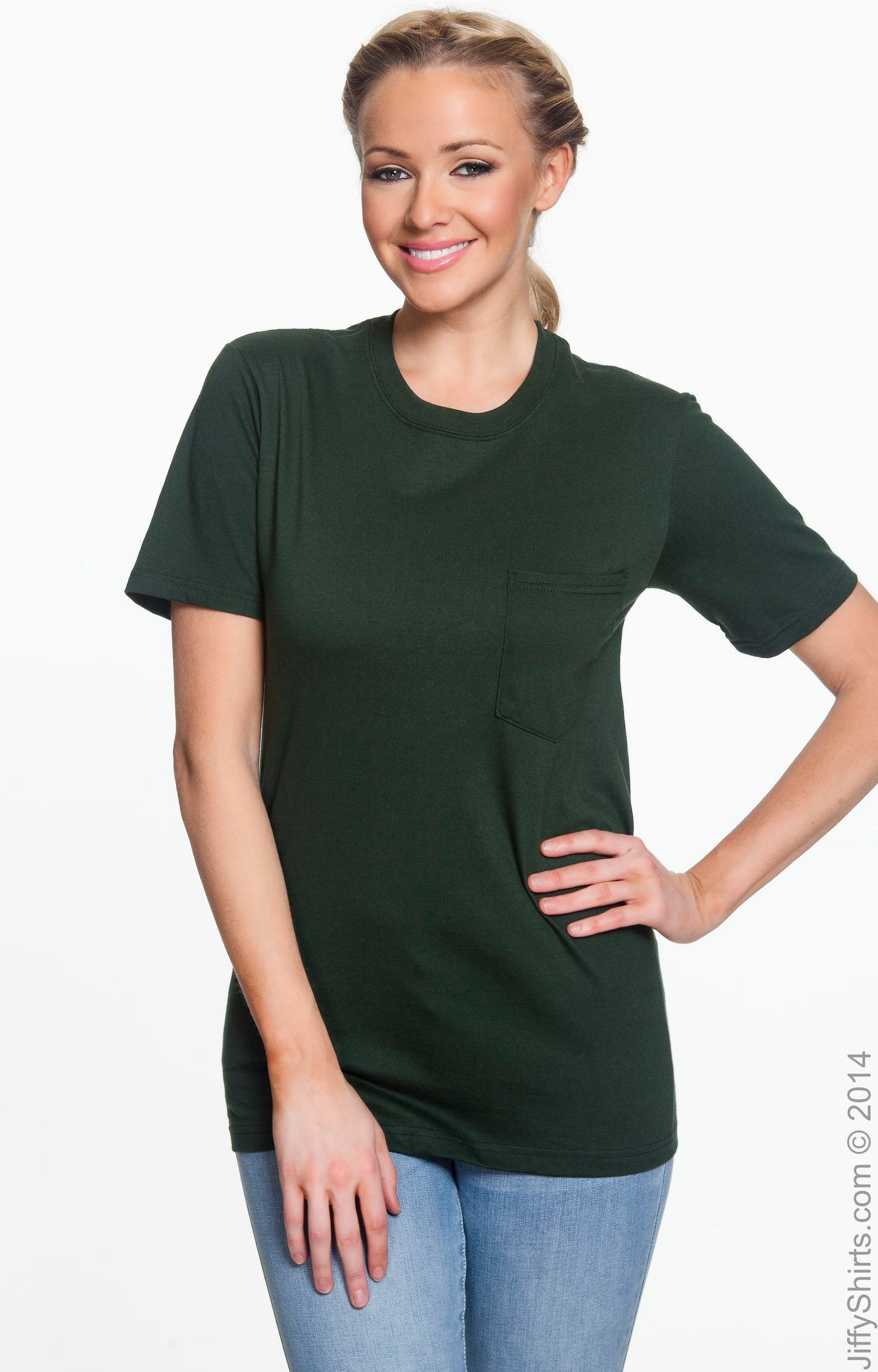 Unisex Midweight Pocket T-Shirt - Forest Green
