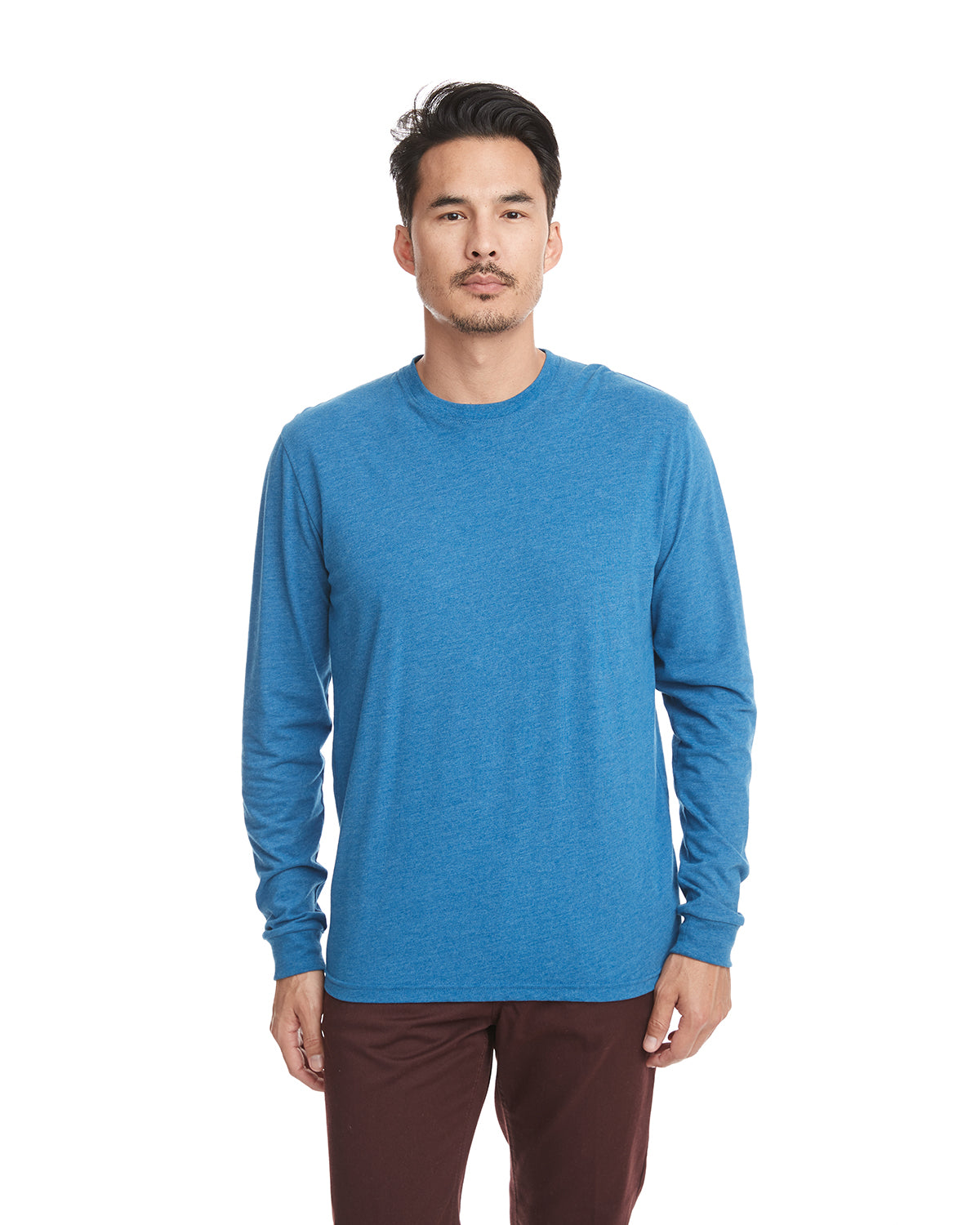 Unisex Sueded Long-Sleeve Crew - Heather Cool Blue