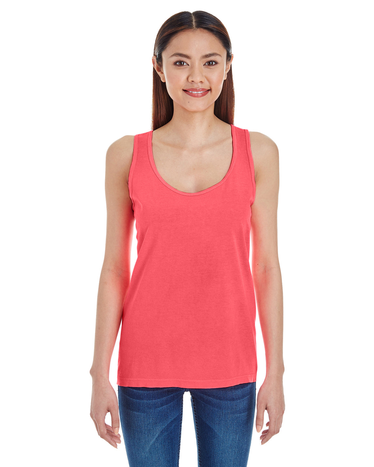 Women's Lightweight Racerback Tank - Neon Red Orange
