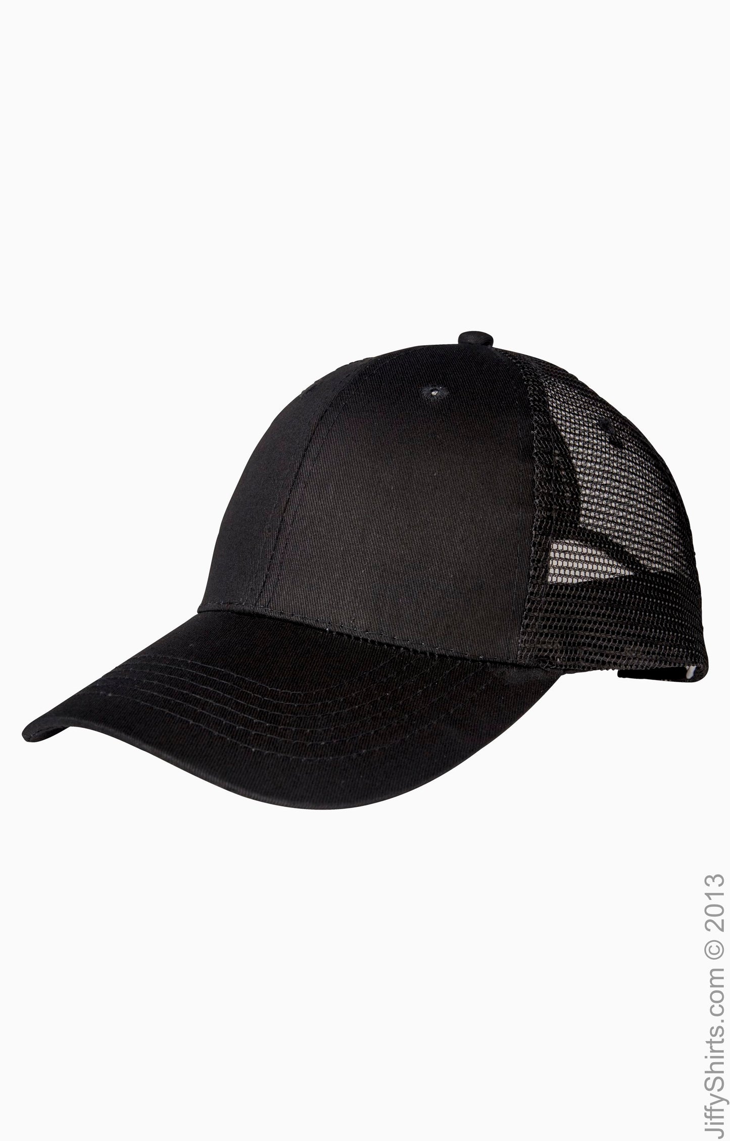 6-Panel Structured Trucker Cap - Black