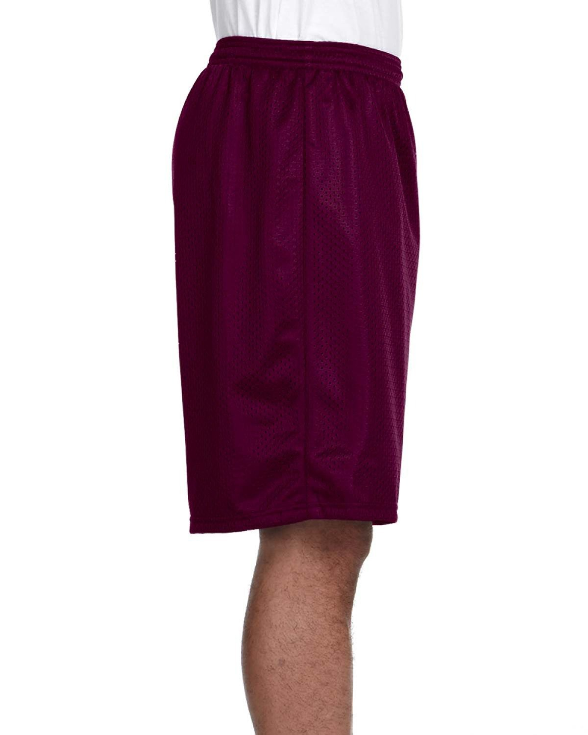 Unisex Nine Inch Inseam Mesh Short - Maroon