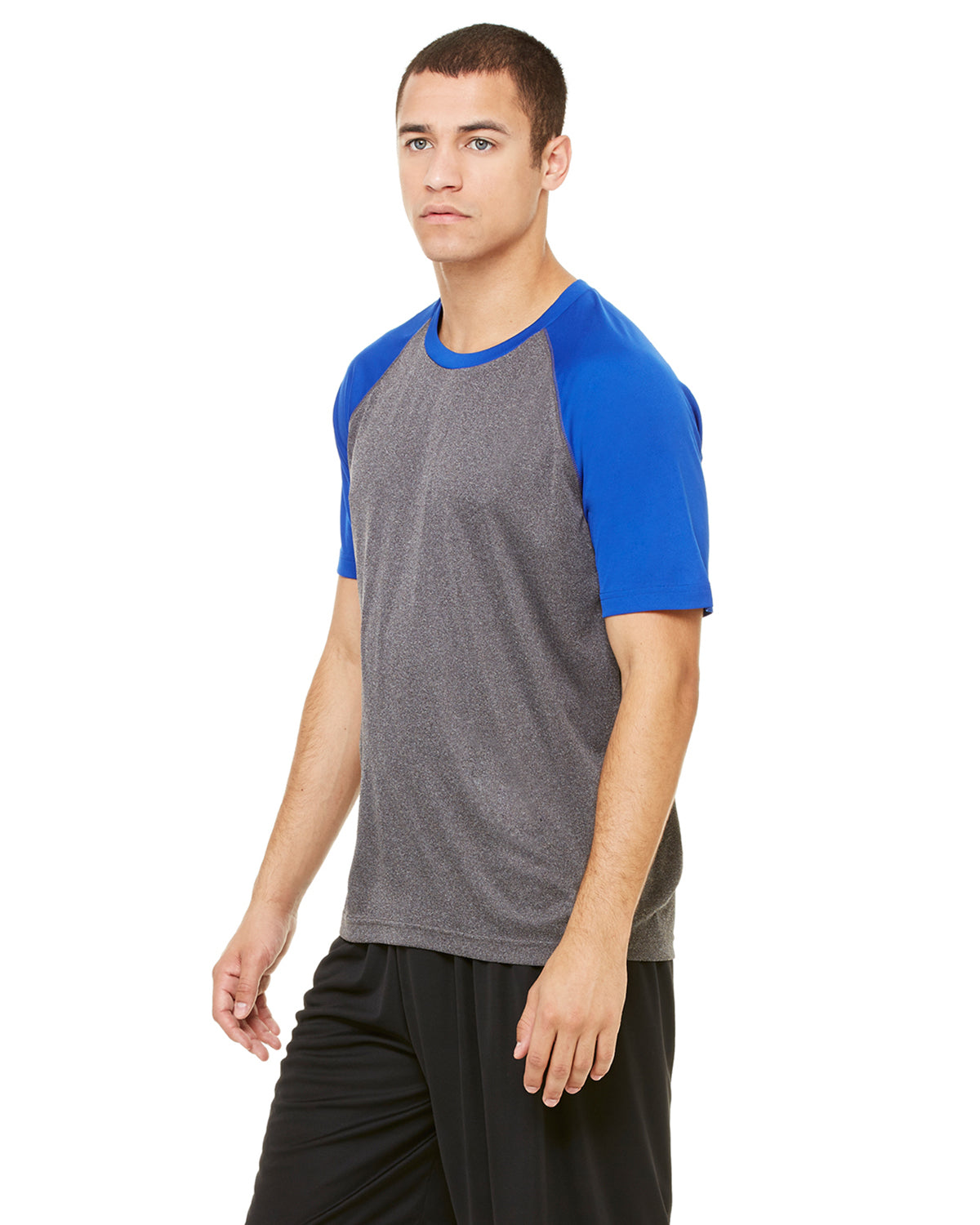Unisex Performance Short-Sleeve Raglan T-Shirt - Dark Gray Heather / Sport Royal