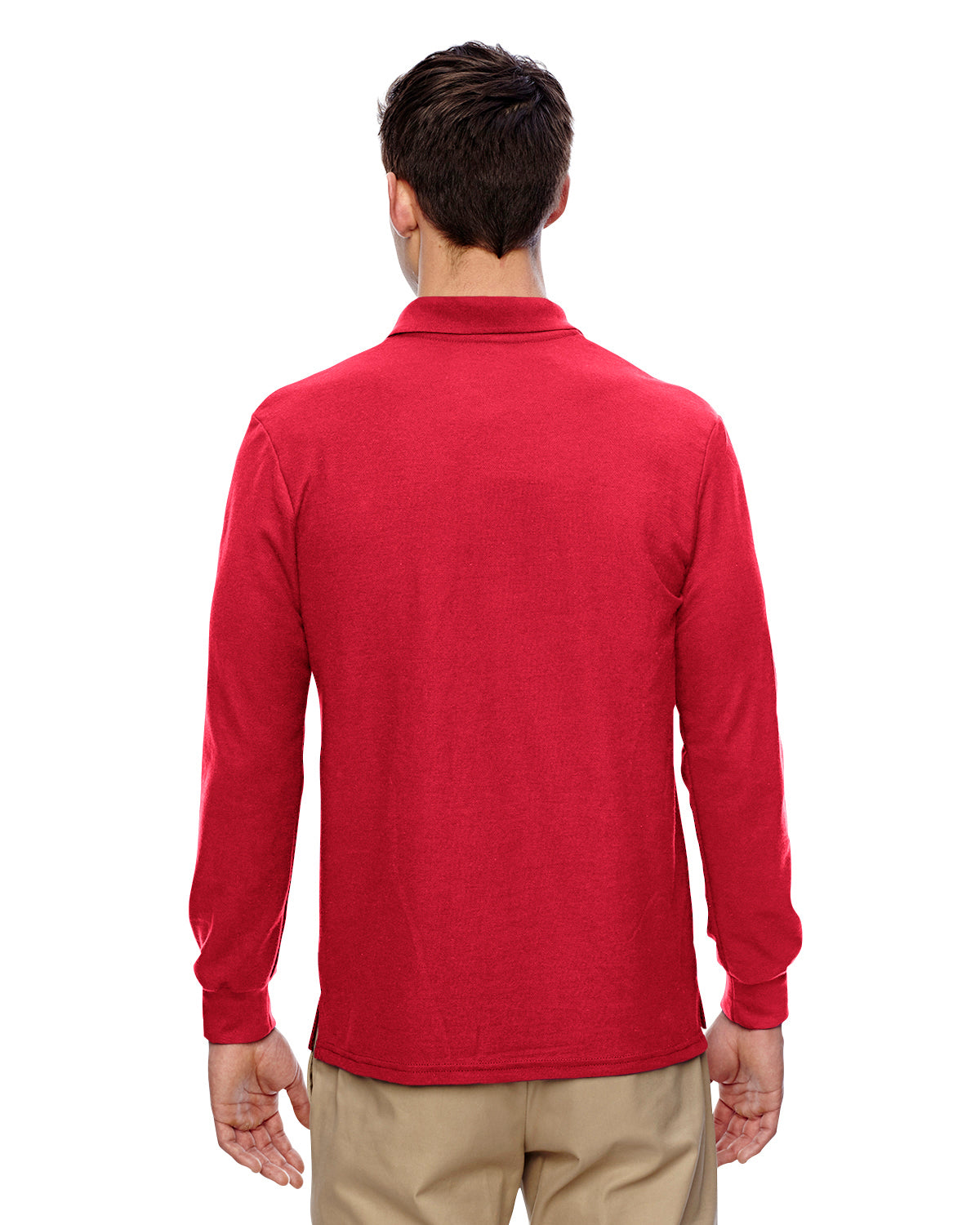 Unisex Double Piqué Long-Sleeve Polo - Red