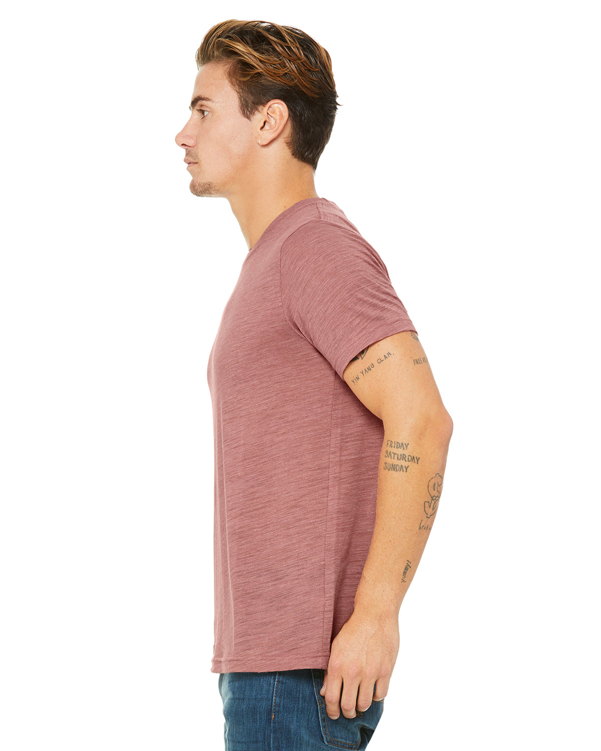 Unisex Poly-Cotton Short-Sleeve T-Shirt - Mauve Slub