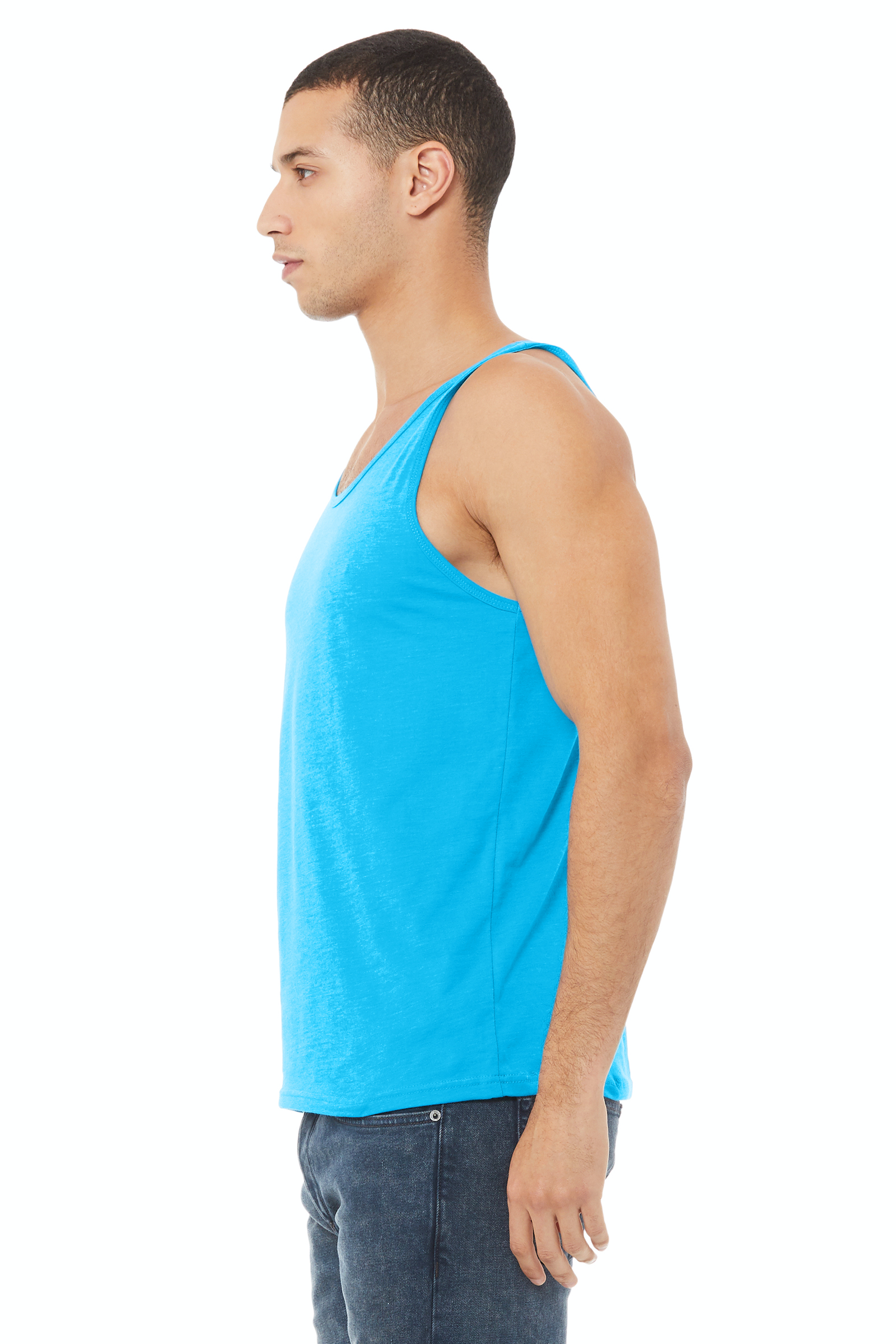 Unisex Heather CVC Tank - Neon Blue