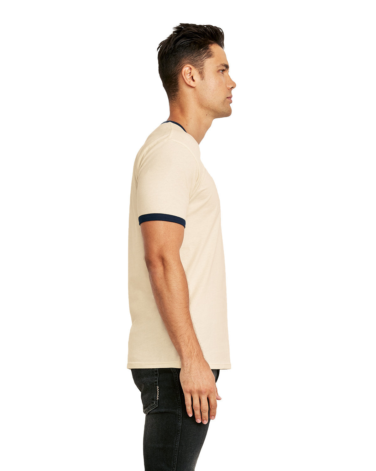 Unisex Ringer T-Shirt - Natural / Midnight Navy
