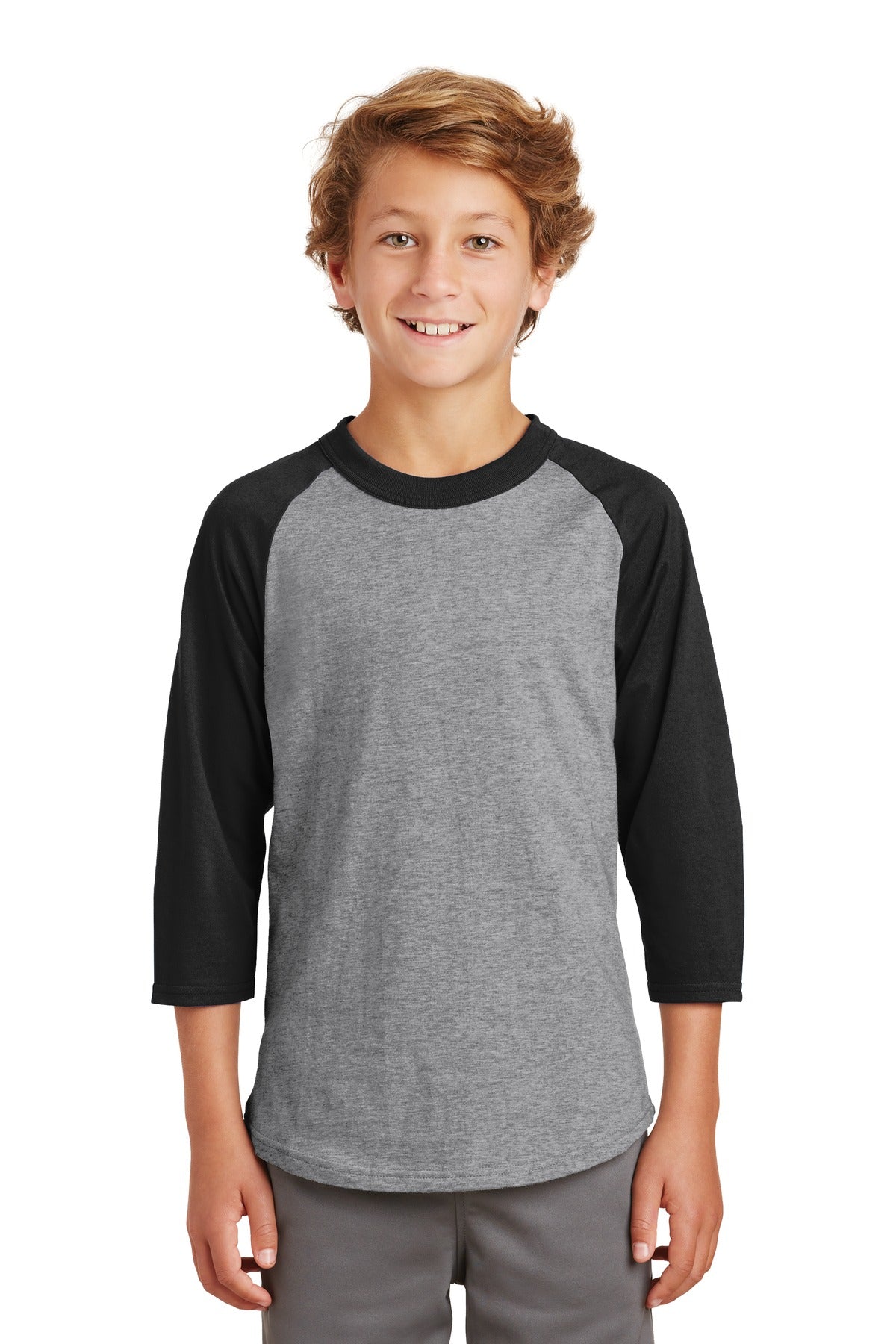Youth Colorblock Raglan Jersey - Heather / Gray / Black