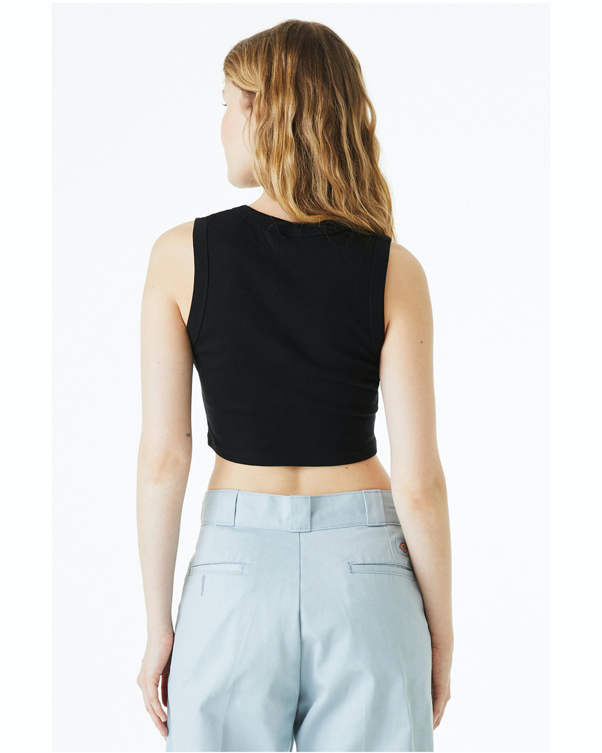 Women's Micro Rib Muscle Crop Tank - Solid Black Blend