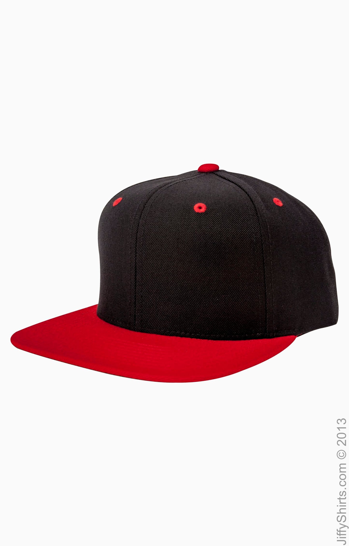 Unisex 6-Panel Structured Flat Visor Classic Snapback - Black / Red