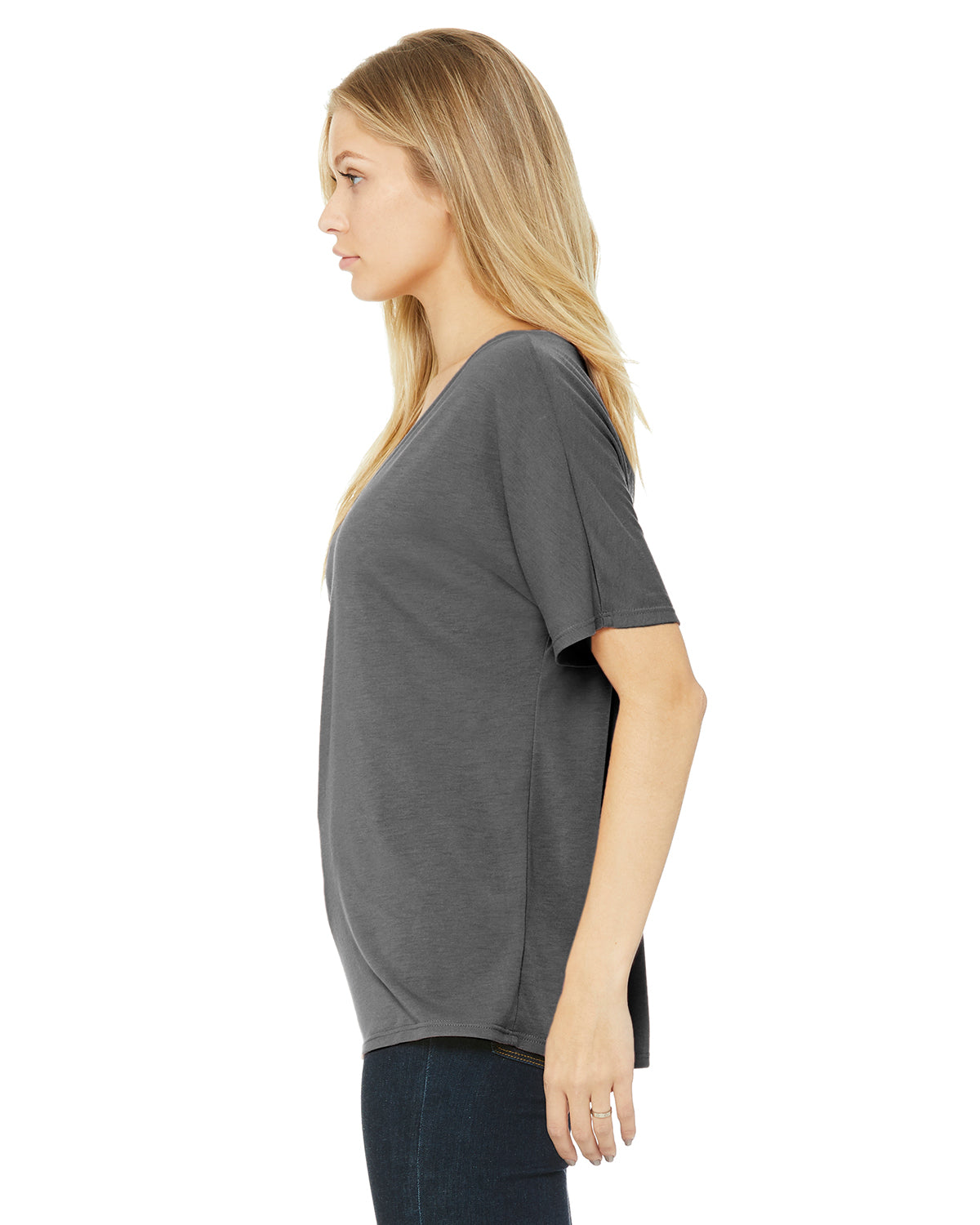 Women's Slouchy V-Neck T-Shirt - Gray Triblend