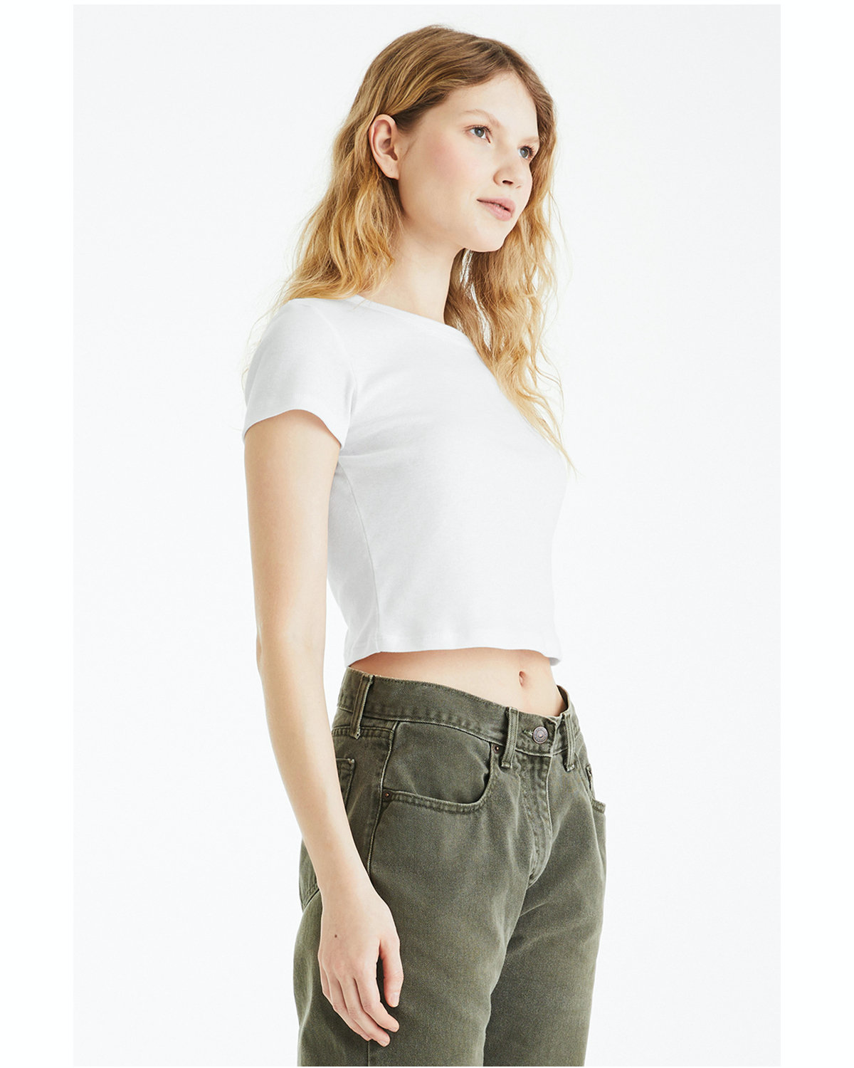 Women's Micro Ribbed Baby Tee - Solid White Blend