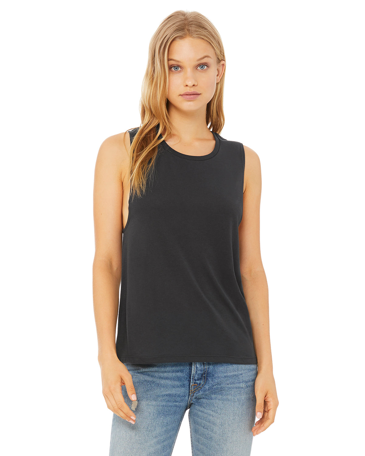Women's Flowy Scoop Muscle Tank - Dark Gray