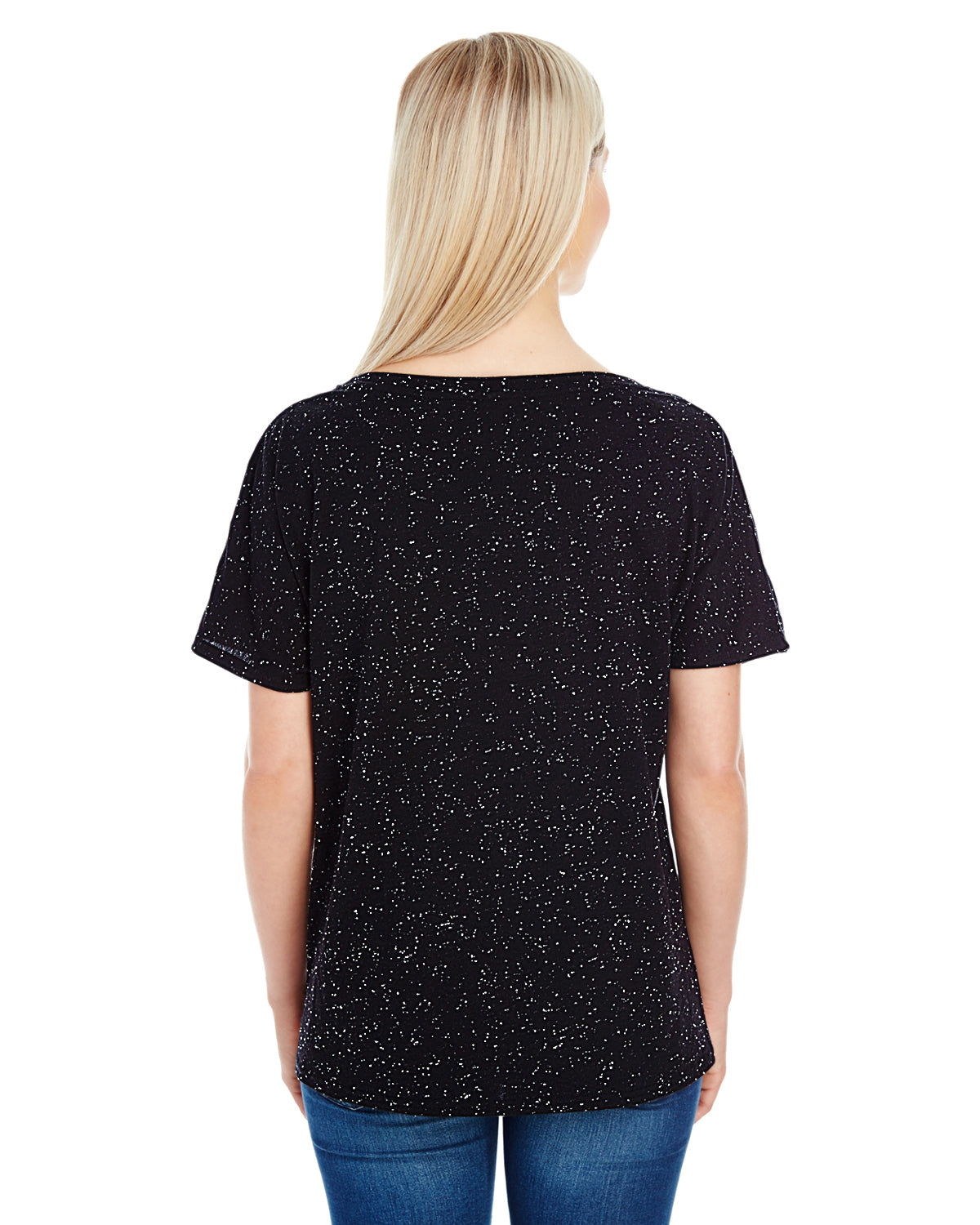 Women's Triblend Fleck Short-Sleeve V-Neck T-Shirt - Black Fleck