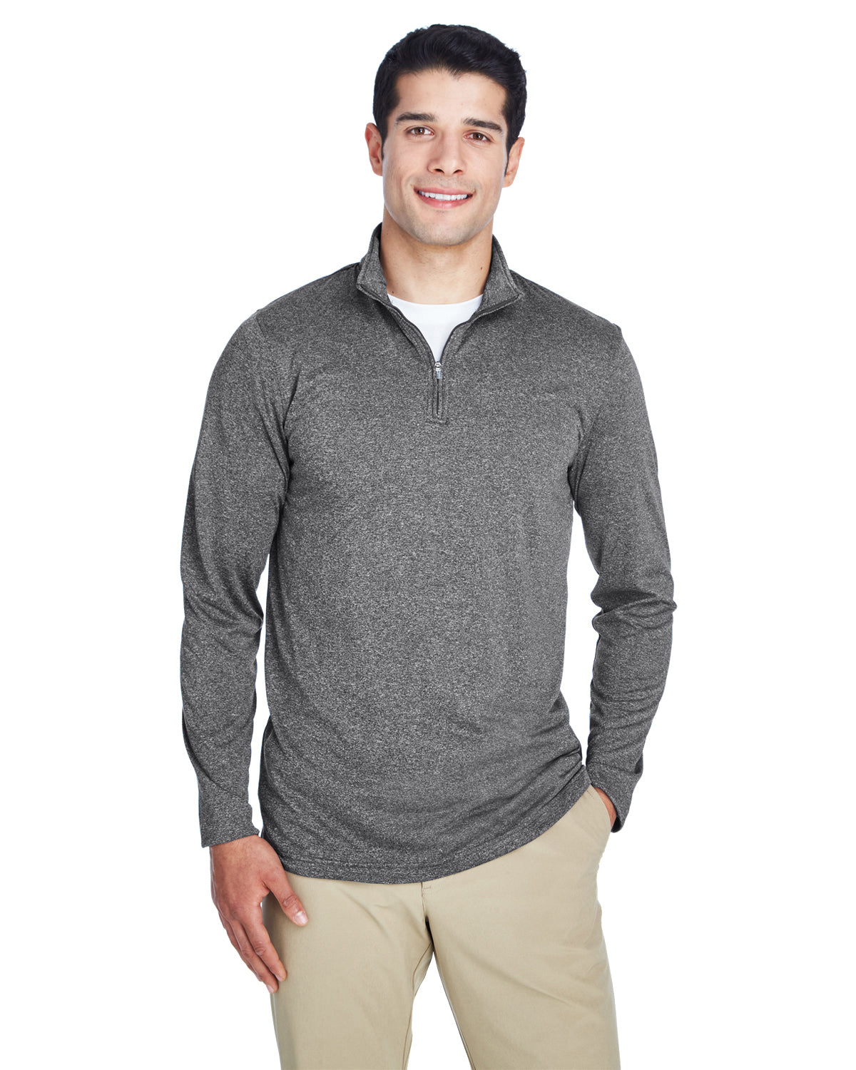Men's Cool & Dry Heathered Performance Quarter-Zip - Black Heather