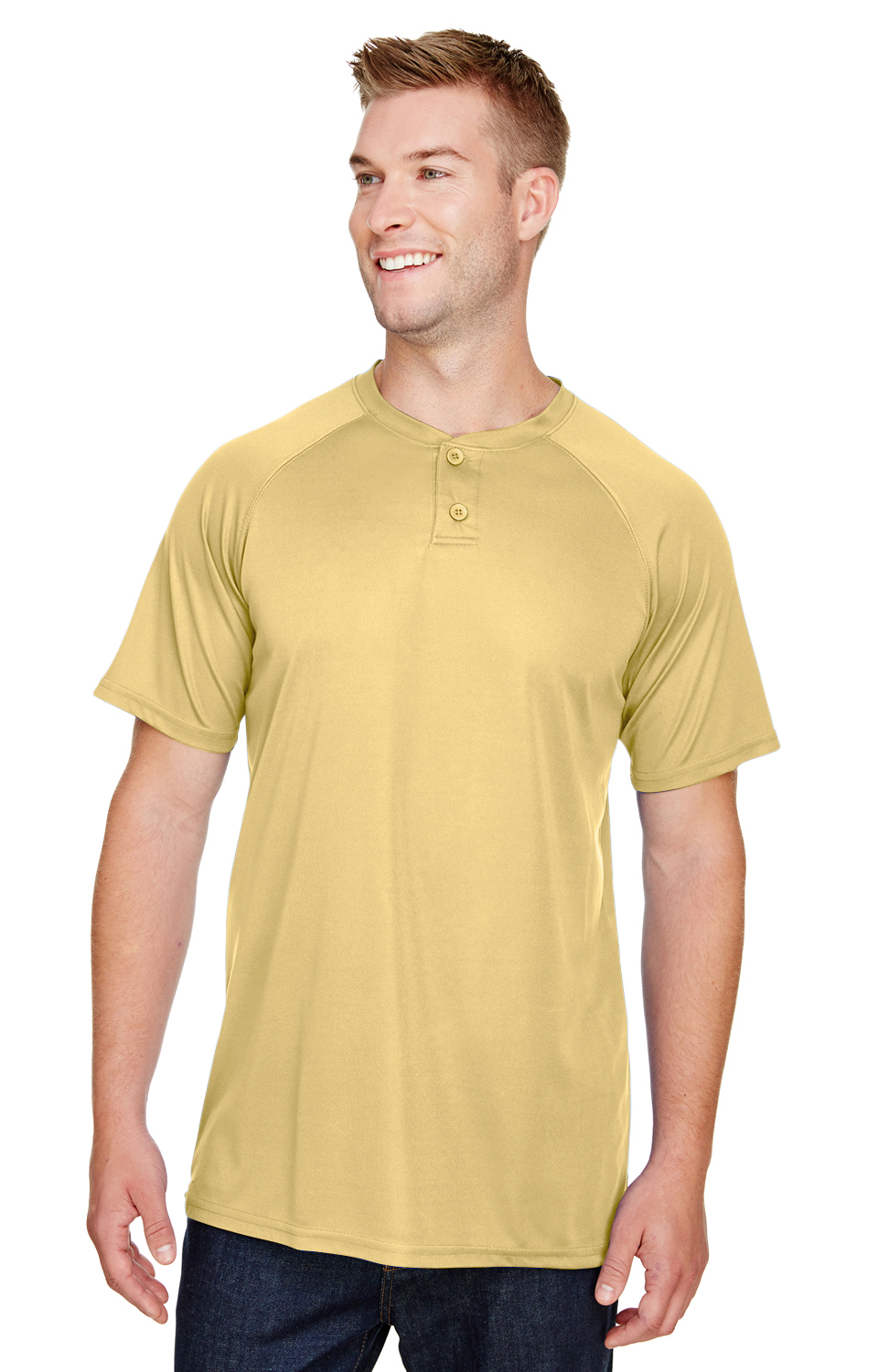 Unisex Attain 2-Button Baseball Jersey - Vegas Gold