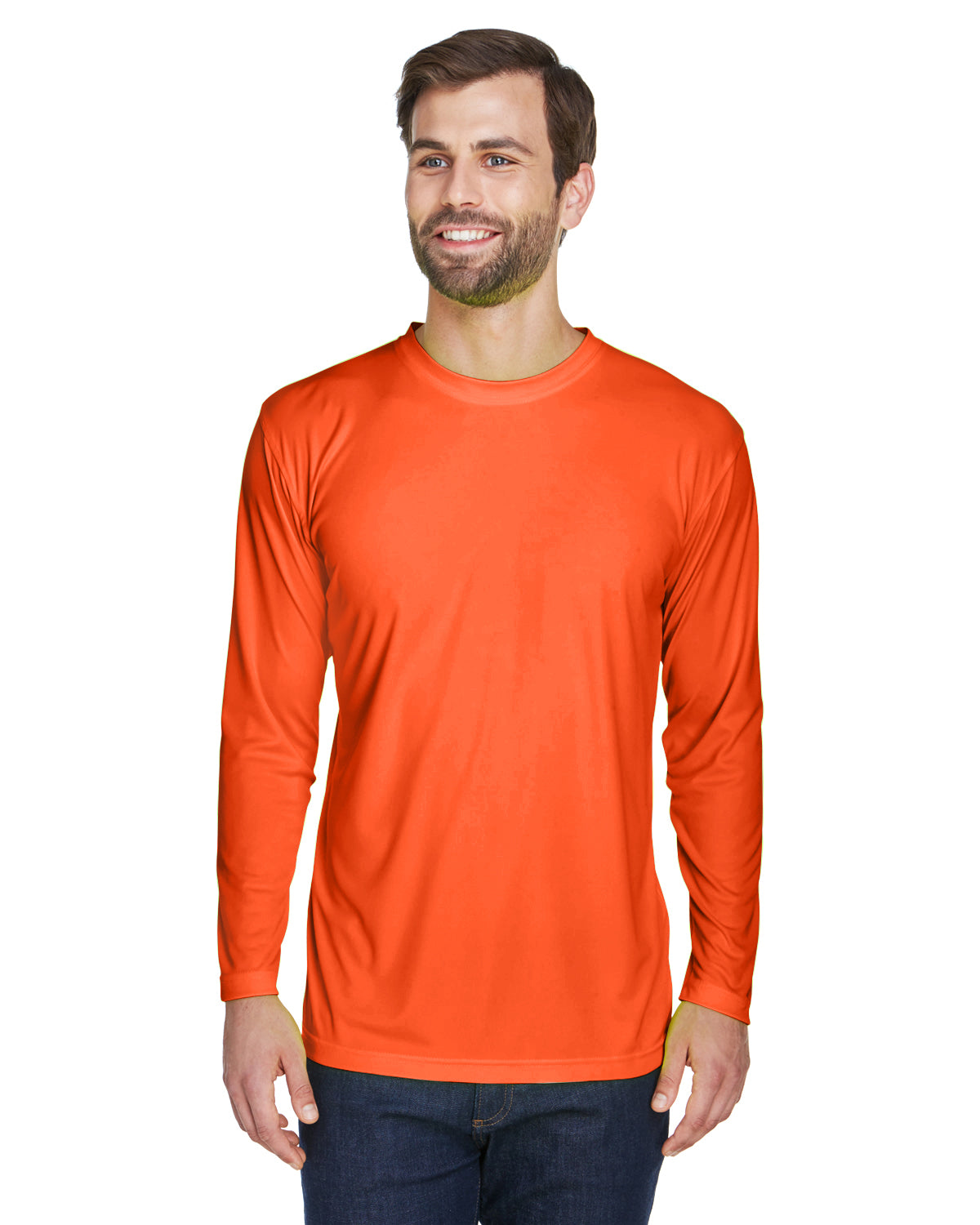 Unisex Cool & Dry Sport Long-Sleeve Performance Interlock T-Shirt - Bright Orange