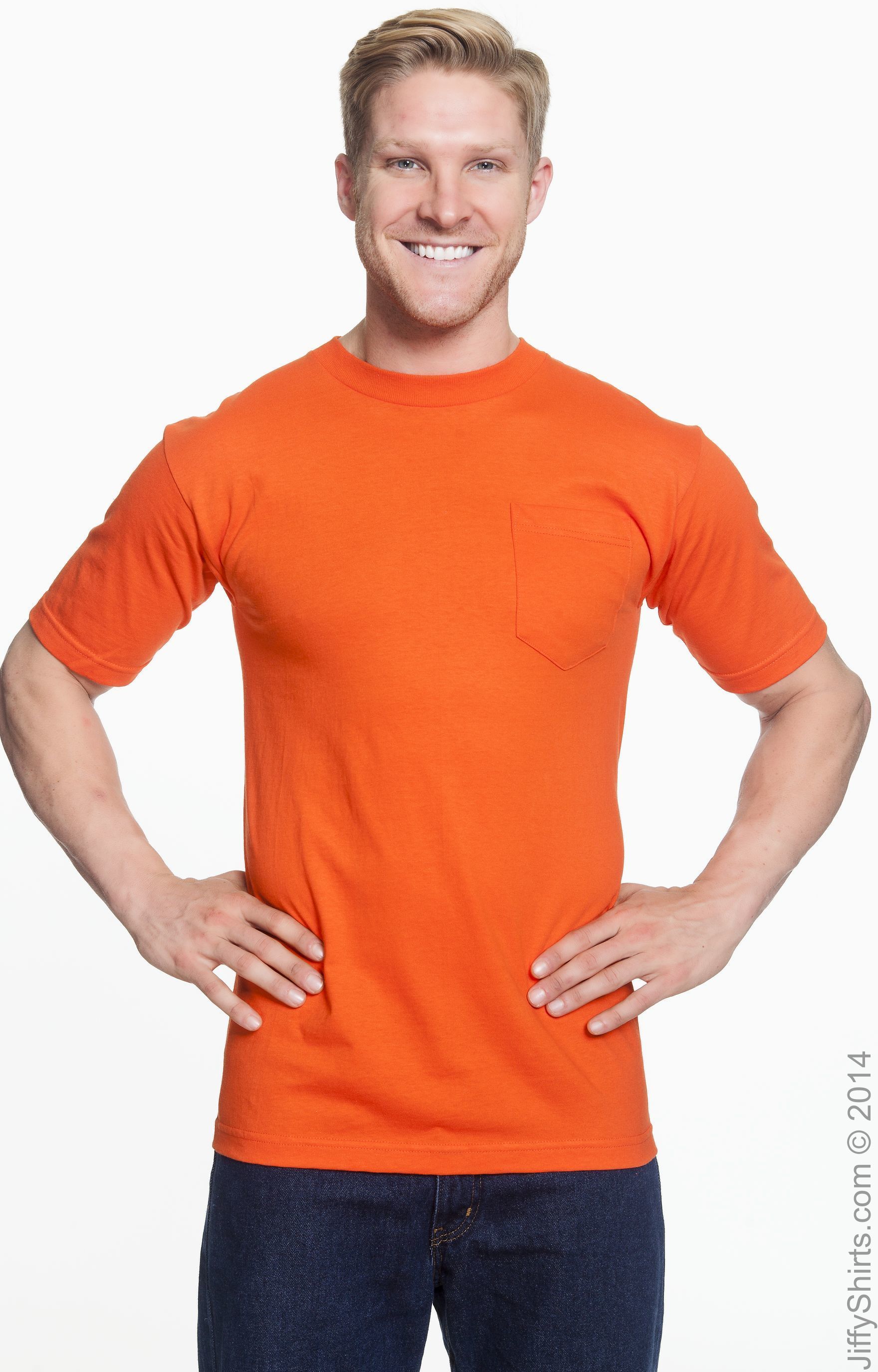 Unisex Cotton Pocket T-Shirt - Bright Orange