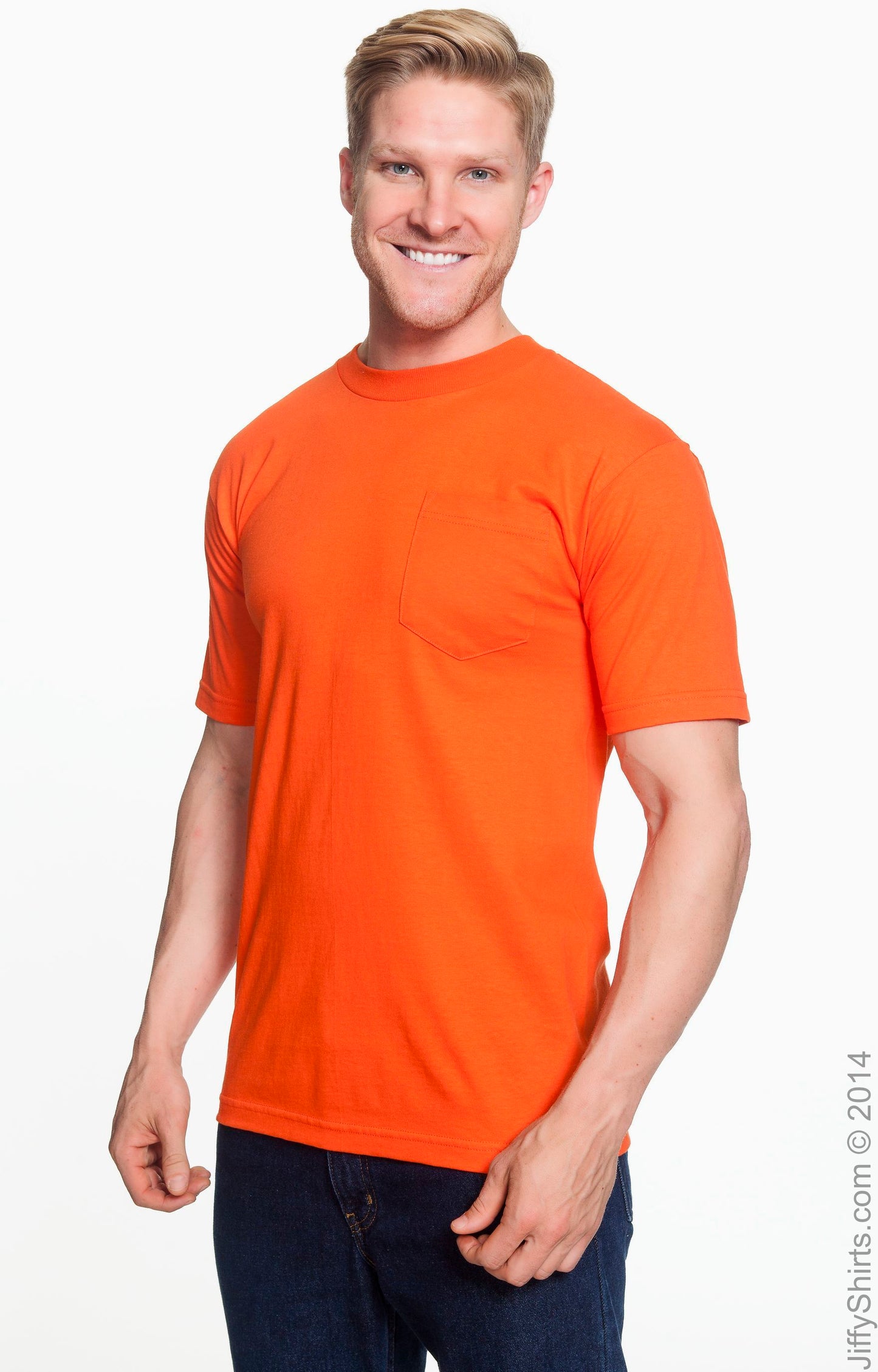 Unisex Cotton Pocket T-Shirt - Bright Orange