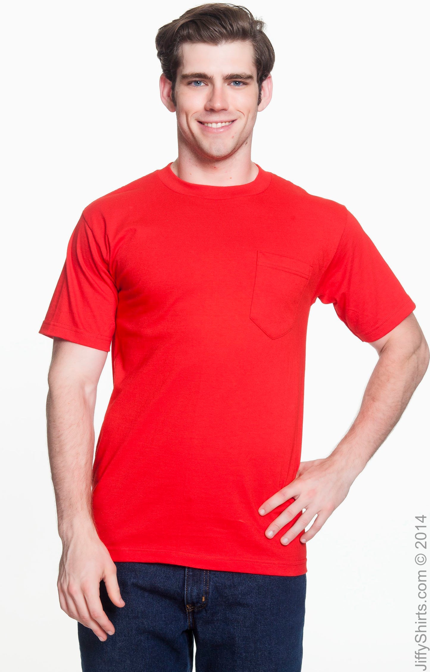 Unisex Cotton Pocket T-Shirt - Red