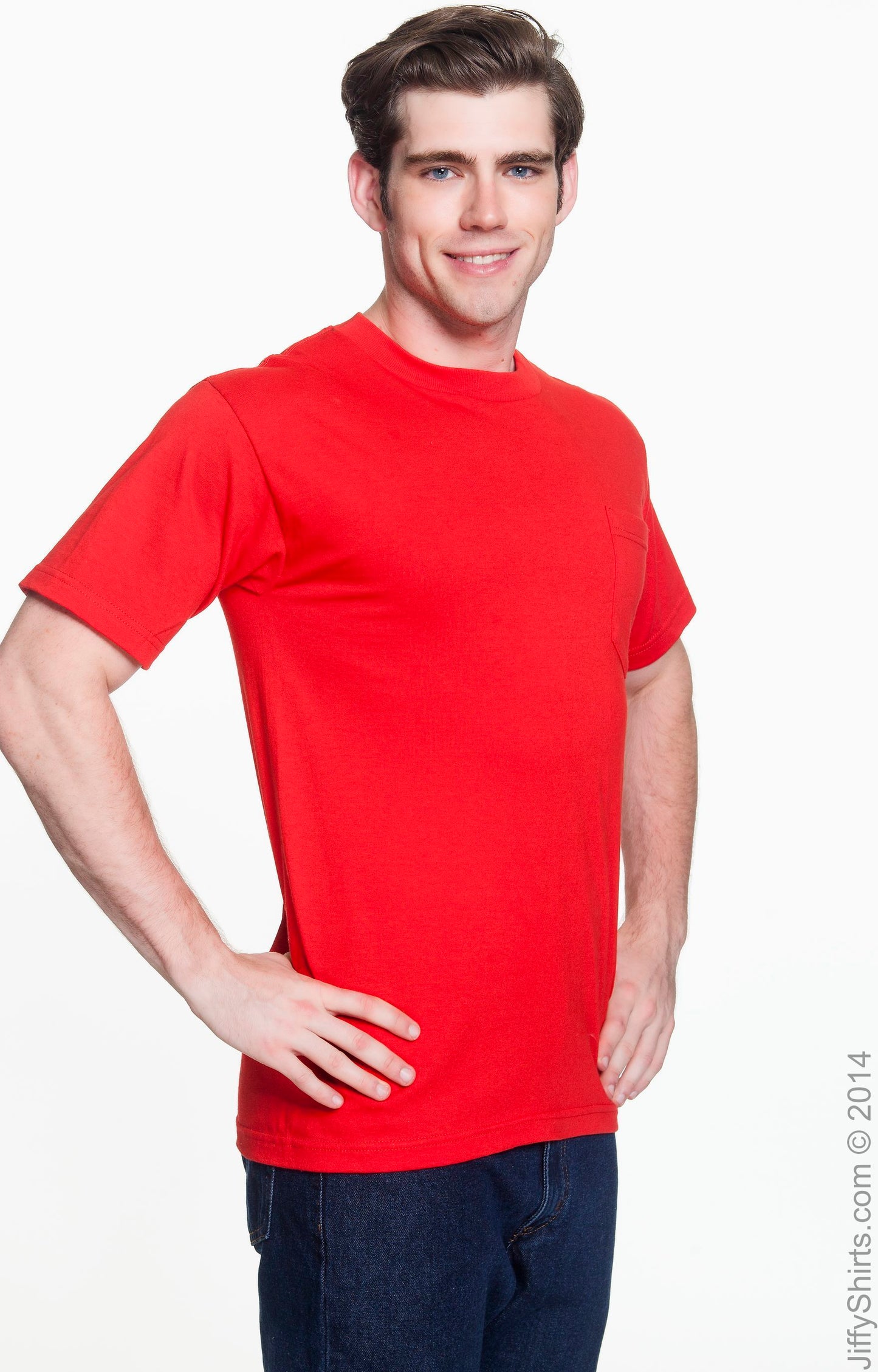 Unisex Cotton Pocket T-Shirt - Red
