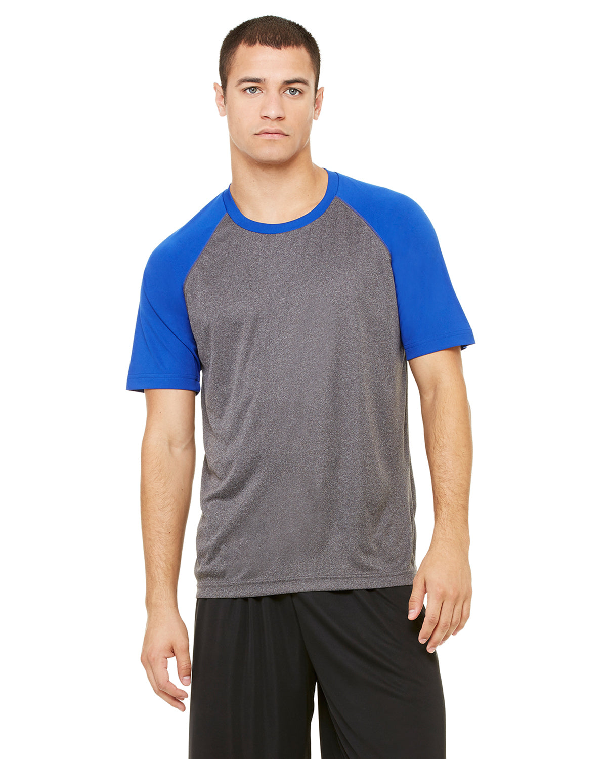 Unisex Performance Short-Sleeve Raglan T-Shirt - Dark Gray Heather / Sport Royal